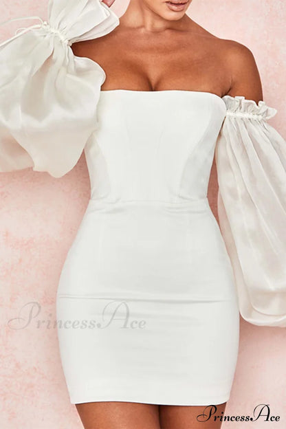 Off-the-Shoulder Mini Dress with Bell Sleeves