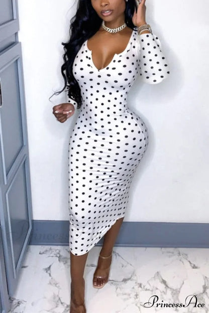 Office Lady Skinny Long Sleeve Dress