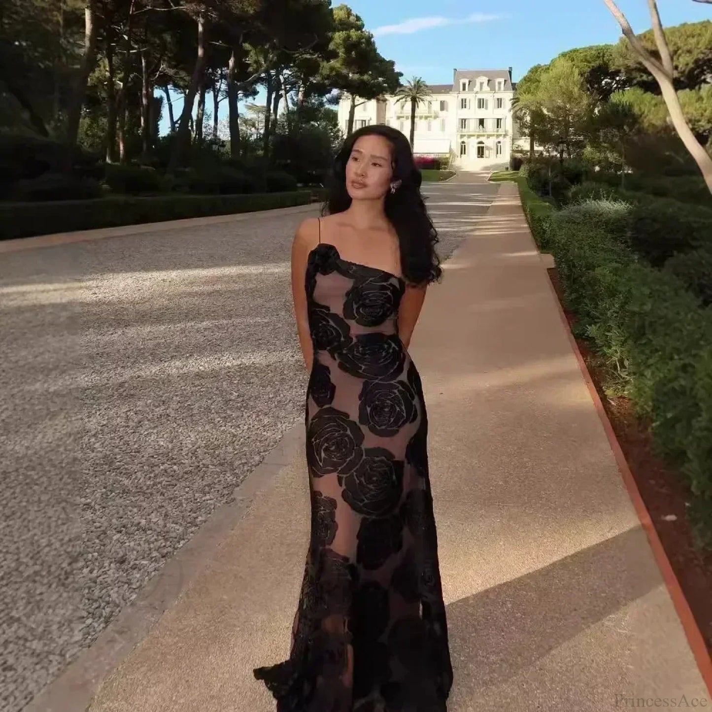 One Shoulder Mesh Bodycon Party Dress