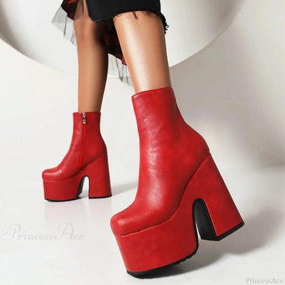 Opulent Metal Clasp Lace-Up Gothic Platform Boot