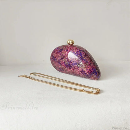 Oval Purple Shell Acrylic Clutch Bag Crossbody