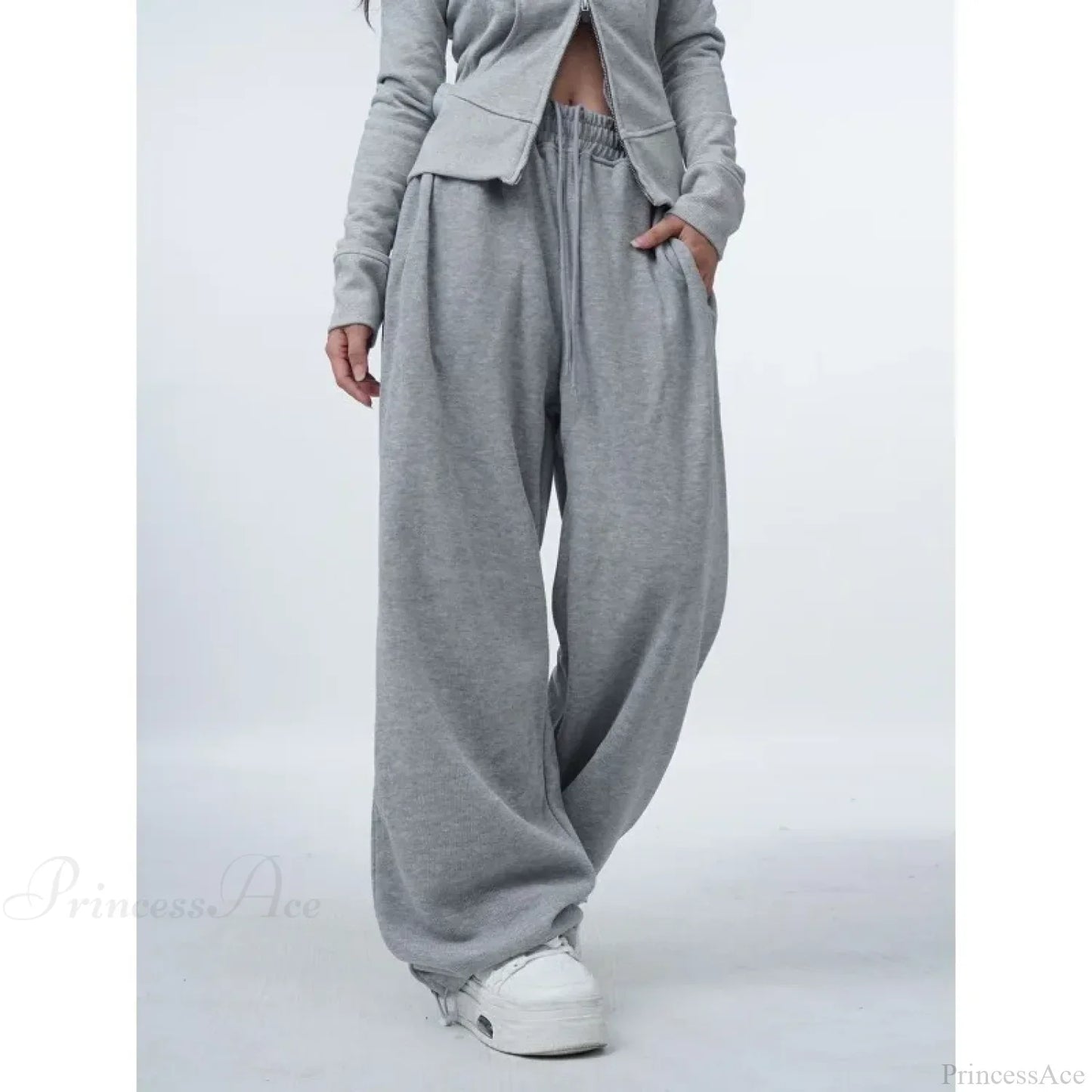Oversized Gray Y2K Women Sweatpants Pants