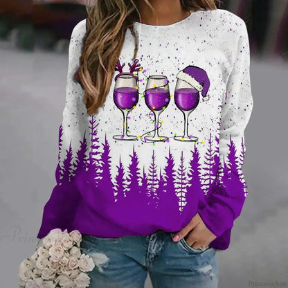 Oversized Print Crew Neck Soft Long Sleeve Casual Loose Y2K Winter Hoodie