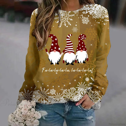 Oversized Print Crew Neck Soft Long Sleeve Casual Loose Y2K Winter Hoodie