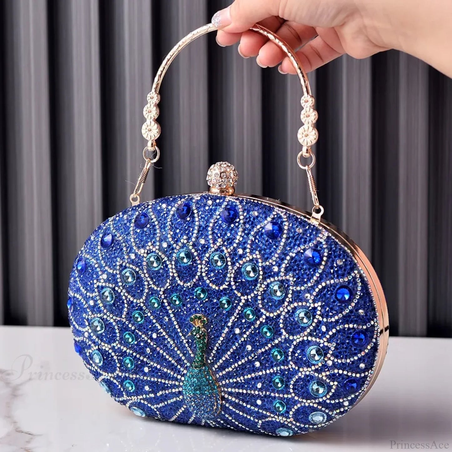 Peacock Pattern Diamond Evening Rhinestone Shoulder Clutch Bag