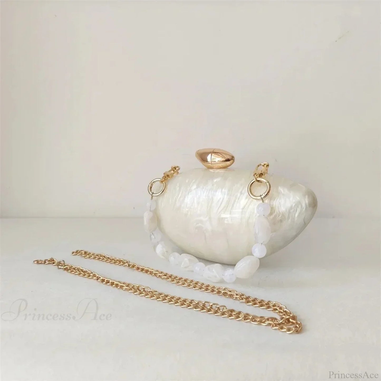 Pearl Brown Marble Acrylic Box Evening Clutch Bag