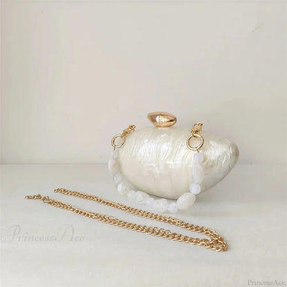 Pearl Brown Marble Acrylic Box Evening Clutch Bag
