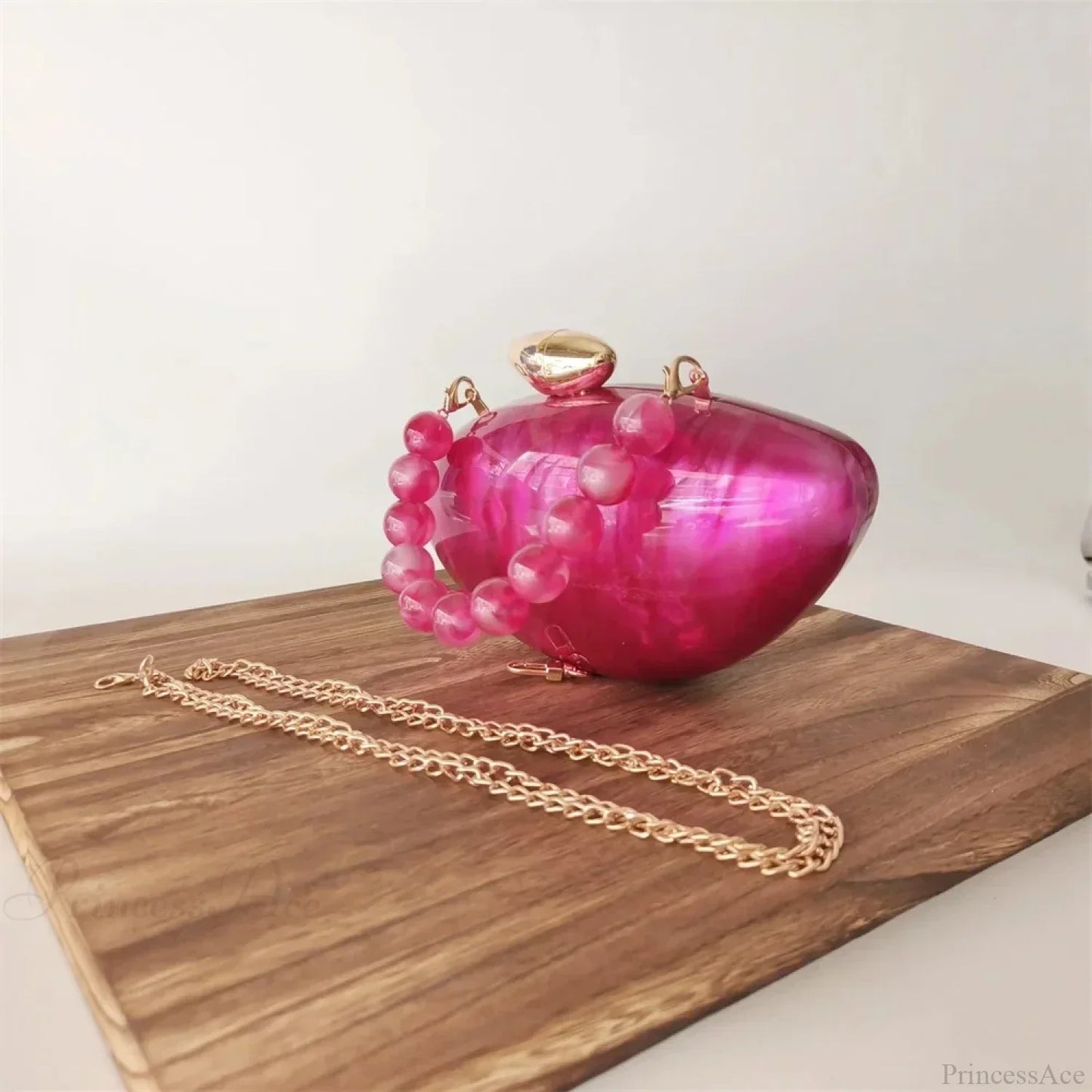 Pearl Brown Marble Acrylic Box Evening Clutch Bag