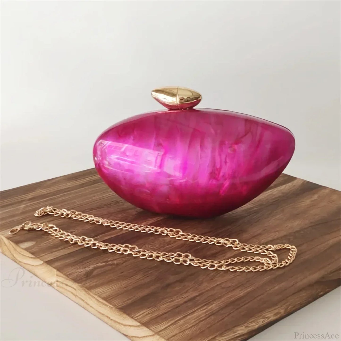 Pearl Brown Marble Acrylic Box Evening Clutch Bag