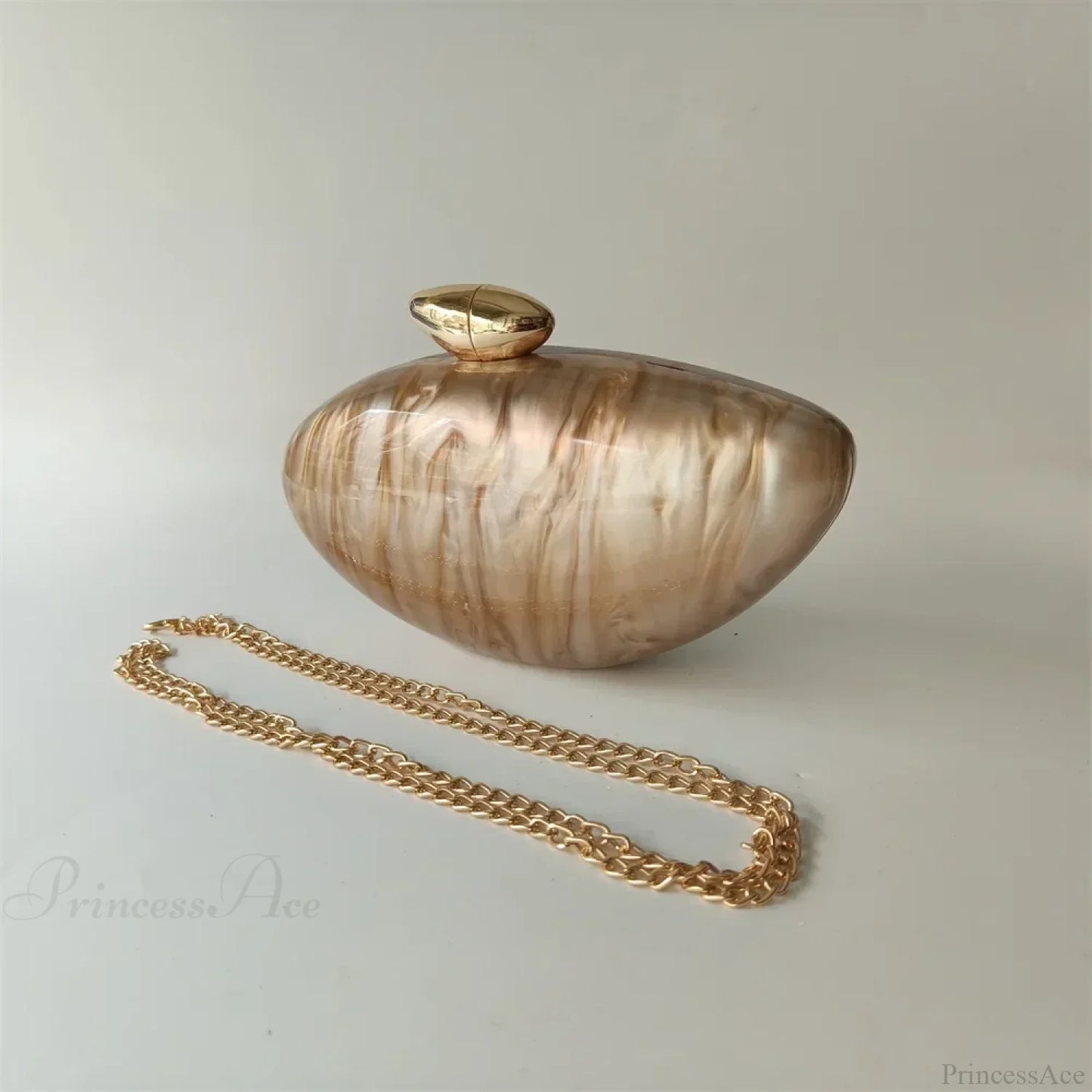 Pearl Brown Marble Acrylic Box Evening Clutch Bag