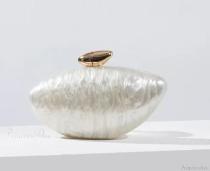 Pearl Brown Marble Acrylic Box Evening Clutch Bag