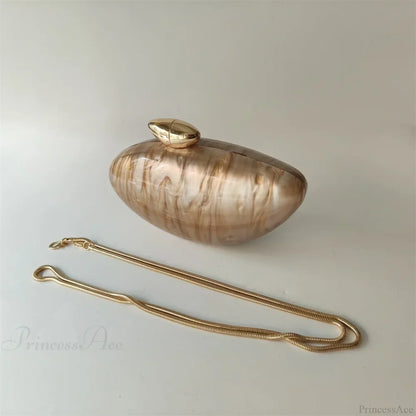 Pearl Brown Marble Acrylic Box Evening Clutch Bag