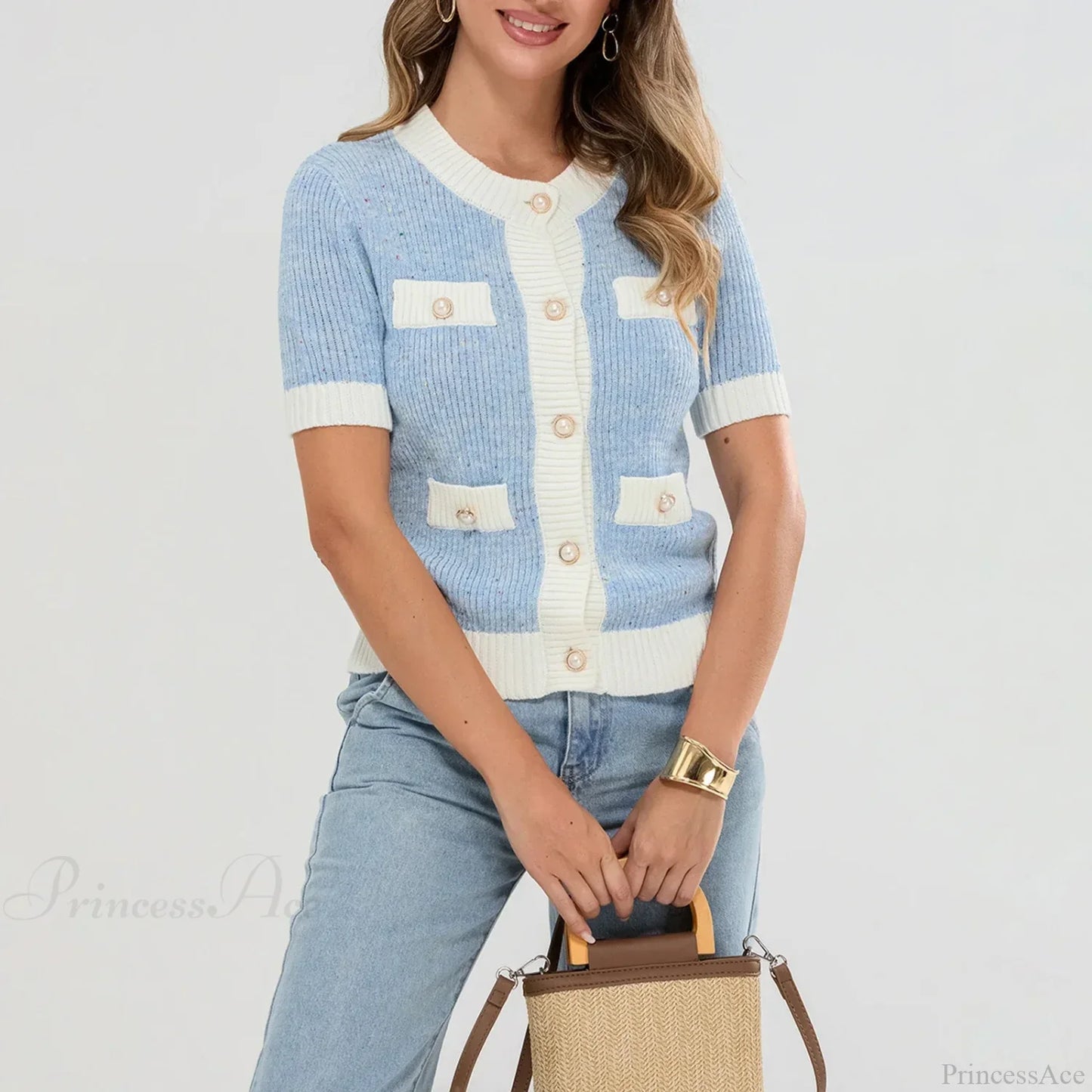 Pearl Button Short Sleeve Cardigan