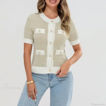Pearl Button Short Sleeve Cardigan