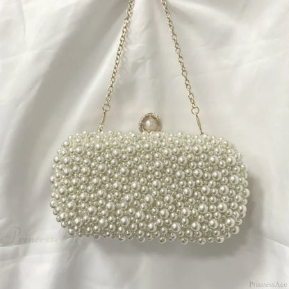 Pearl Crystal Beaded Evening Wristlet