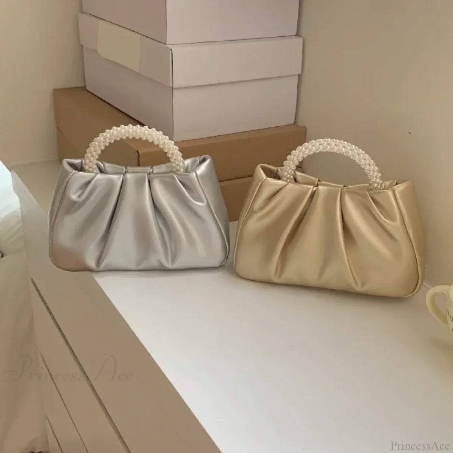 Pearl Handle Dinner Clutch Handbag