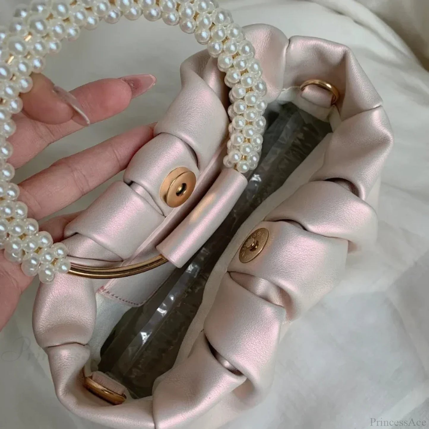 Pearl Handle Dinner Clutch Handbag