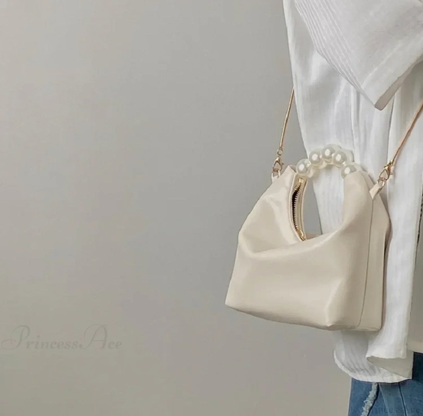 Pearl Handle Fashion Women Clutch Bag