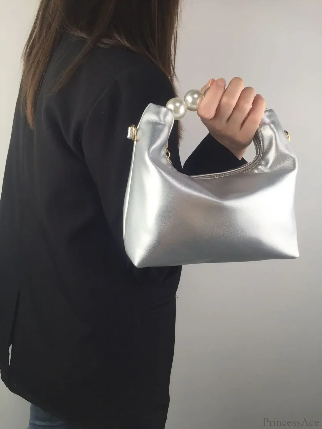 Pearl Handle Fashion Women Clutch Bag