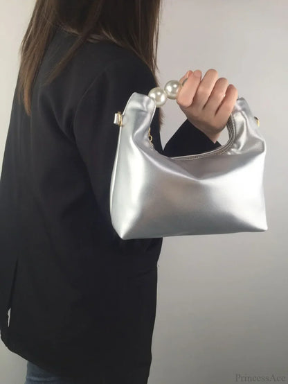 Pearl Handle Fashion Women Clutch Bag