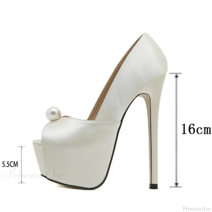 Pearl Nightclub Silk Platform Party Peep-Toe Cozy StripperFashionable Sexy High Heel
