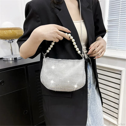 Pearl Rhinestone Delicate Shoulder Bag Party Handbag
