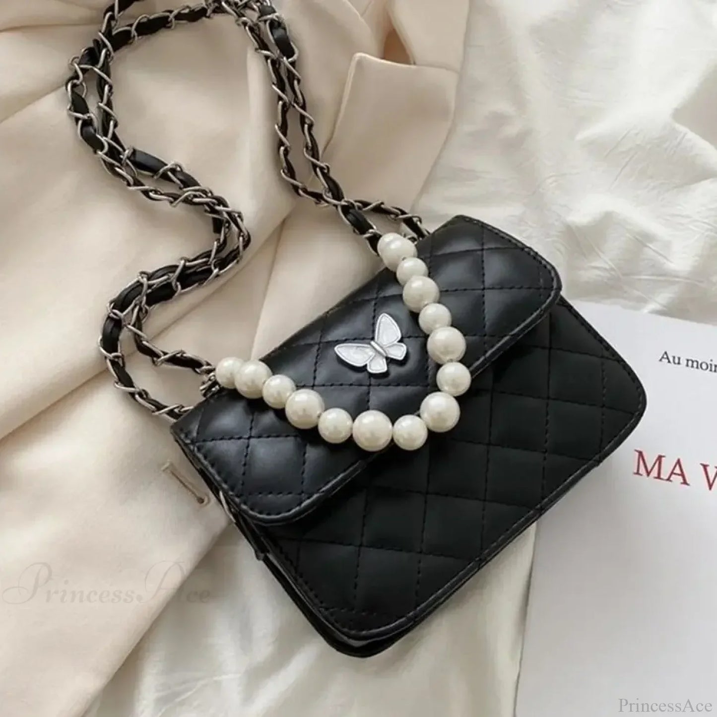 Pearl Shoulder Handbag PU Leather All-Match Tote