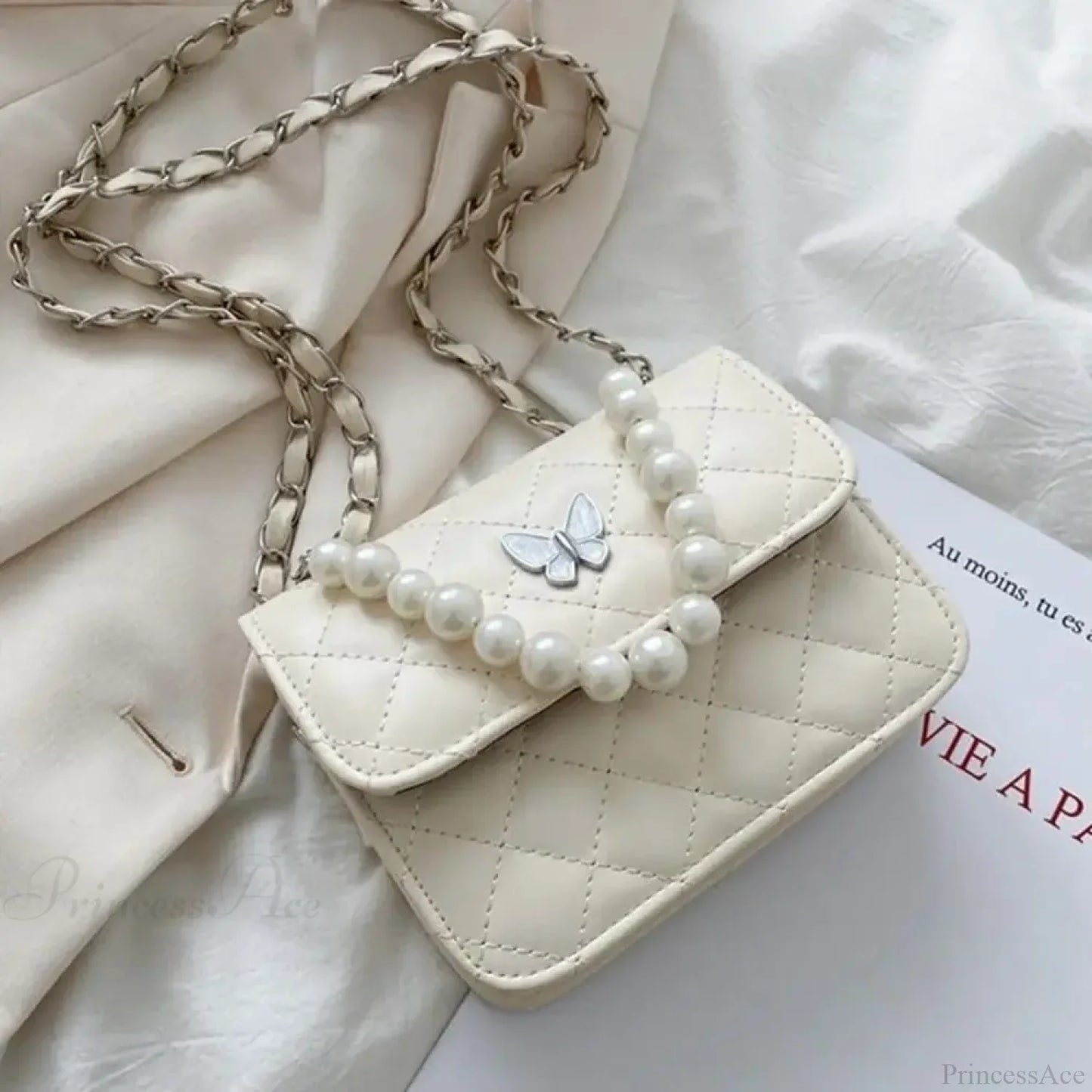 Pearl Shoulder Handbag PU Leather All-Match Tote