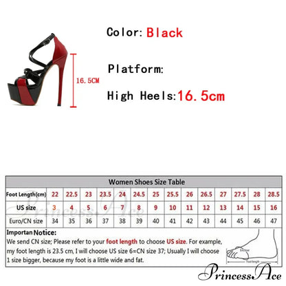 Peep Toe 16.5CM Extreme High Heels Women's Sandals - Party Wedding Banquet Stiletto Shoes with Buckle Strap Platform Pumps