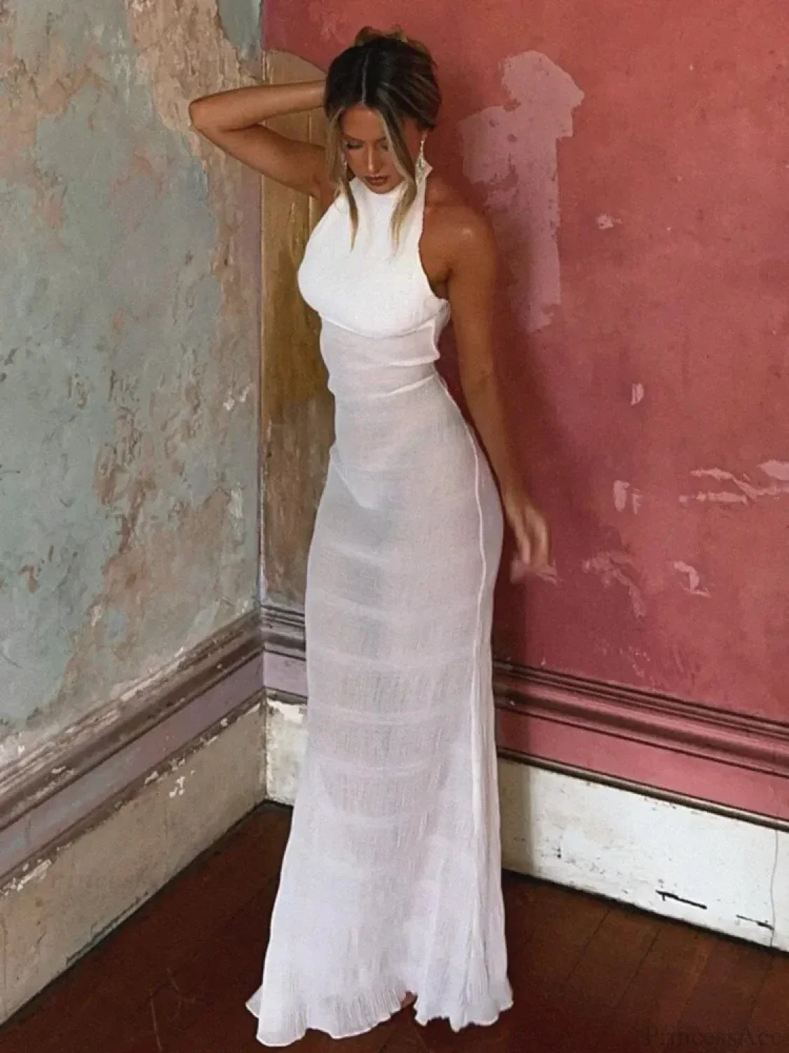 Perspective Backless Vacation Dress