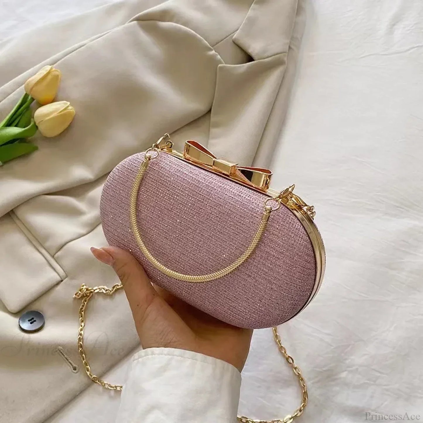 Pink Bling Sequins Evening Designer Luxury Crossbody Clutch Bag