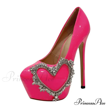 Pink High Heels Women Pumps with Crystal Platform Stiletto - Spring/Autumn Fashion - Round Toe - Wedding/Stripper Shoes