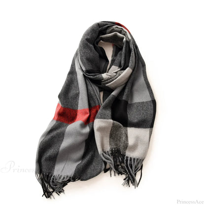 Plaid Blanket Thick Winter Warm Shawl Set Scarf