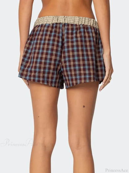 Plaid Boxer Elastic Waist Short