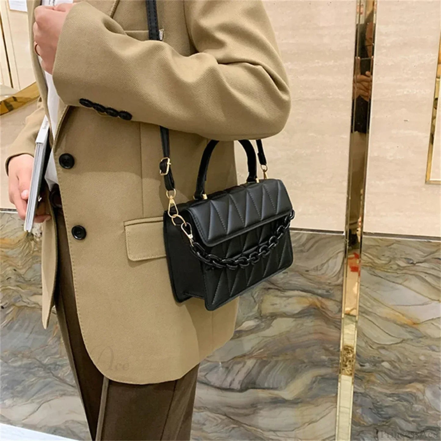 Plaid Chain Crossbody Bag Brand Designer