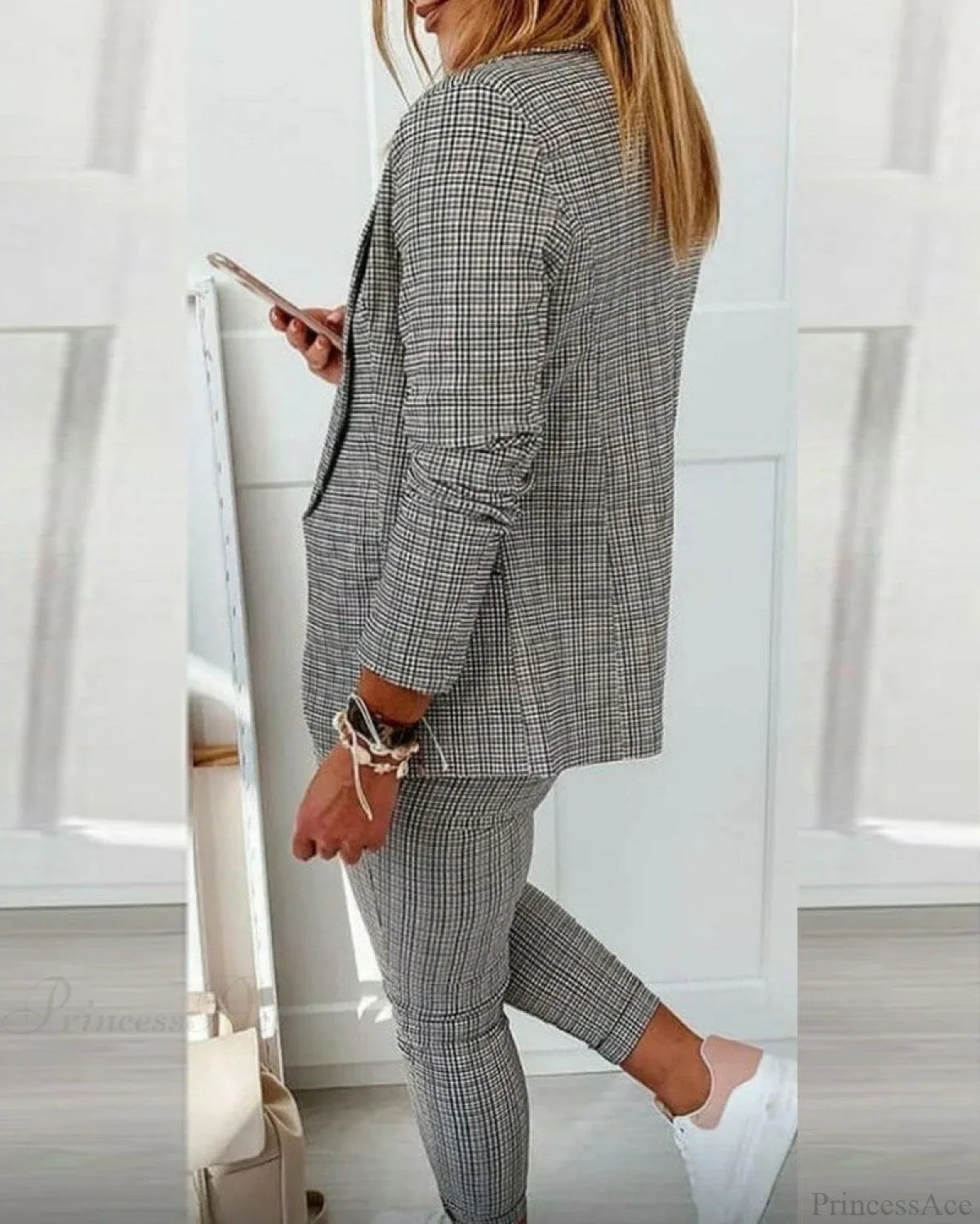 Plaid Comfortable Casual Women's Set