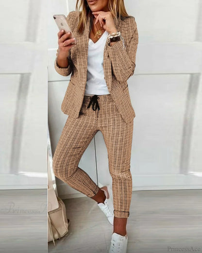 Plaid Comfortable Casual Women's Set