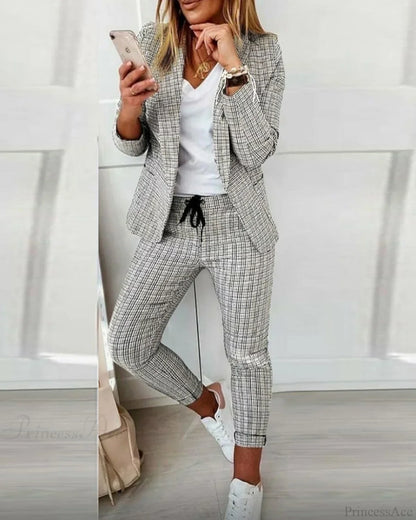 Plaid Comfortable Casual Women's Set