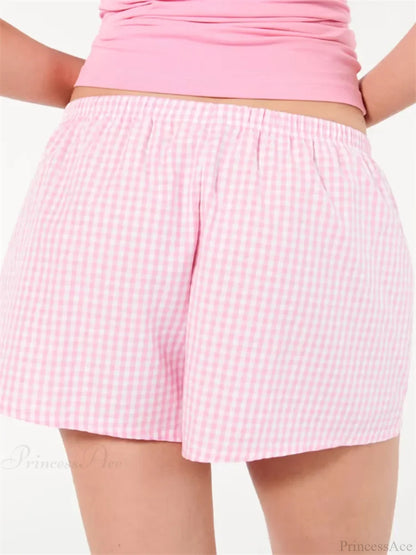 Plaid Elastic Waist Sleep Short