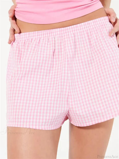 Plaid Elastic Waist Sleep Short
