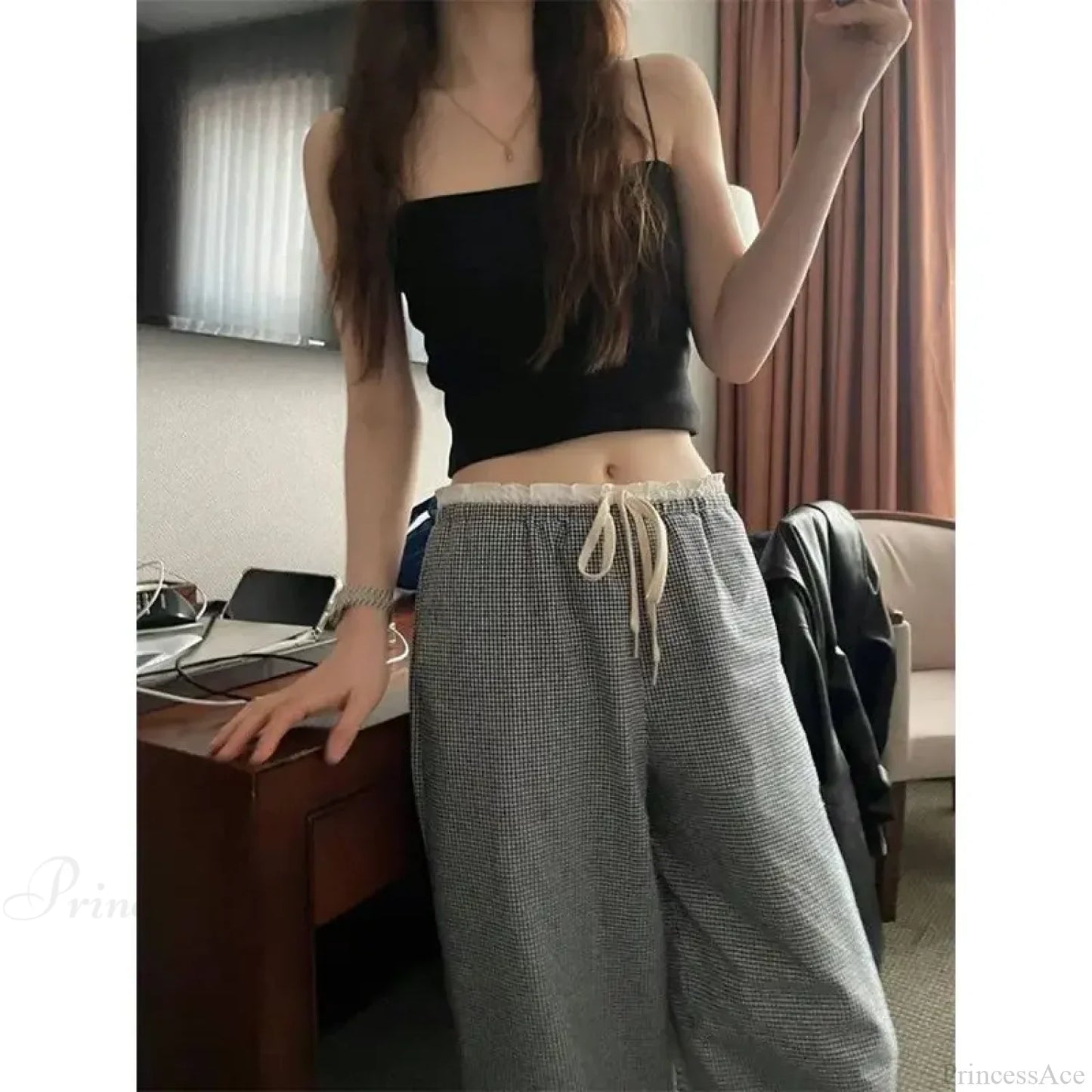 Plaid High Waist Baggy Pants