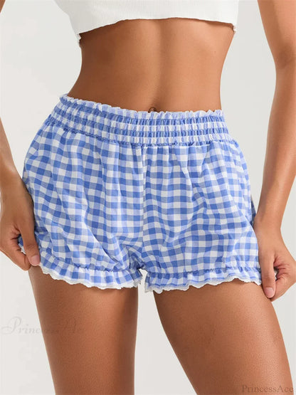 Plaid Lace Ruffle Bloomer Short