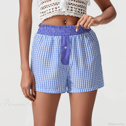 Plaid Patchwork Loose Lounge Short