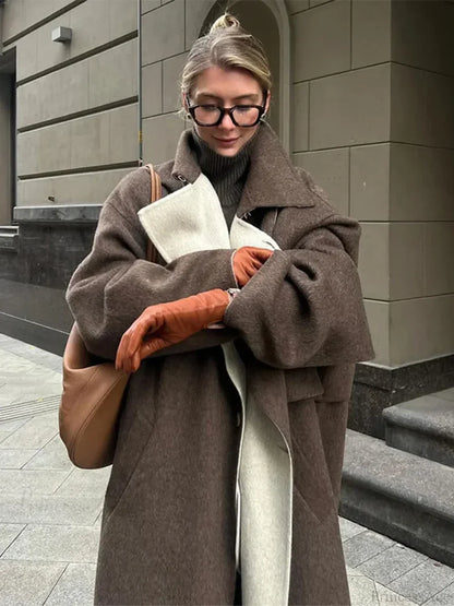 Plaid Pattern Casual Turn-Down Overcoat