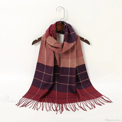 Plaid Print Cashmere Winter Pashmina Scarf with Tassels