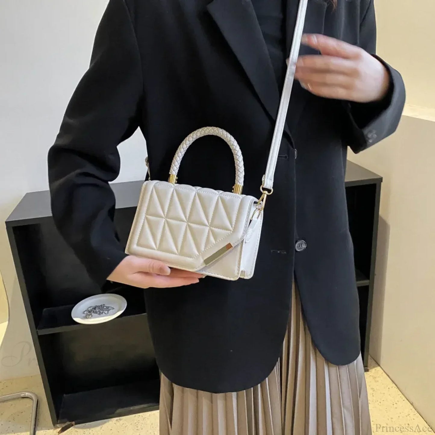 Plaid PU Leather Designer Crossbody Handbag