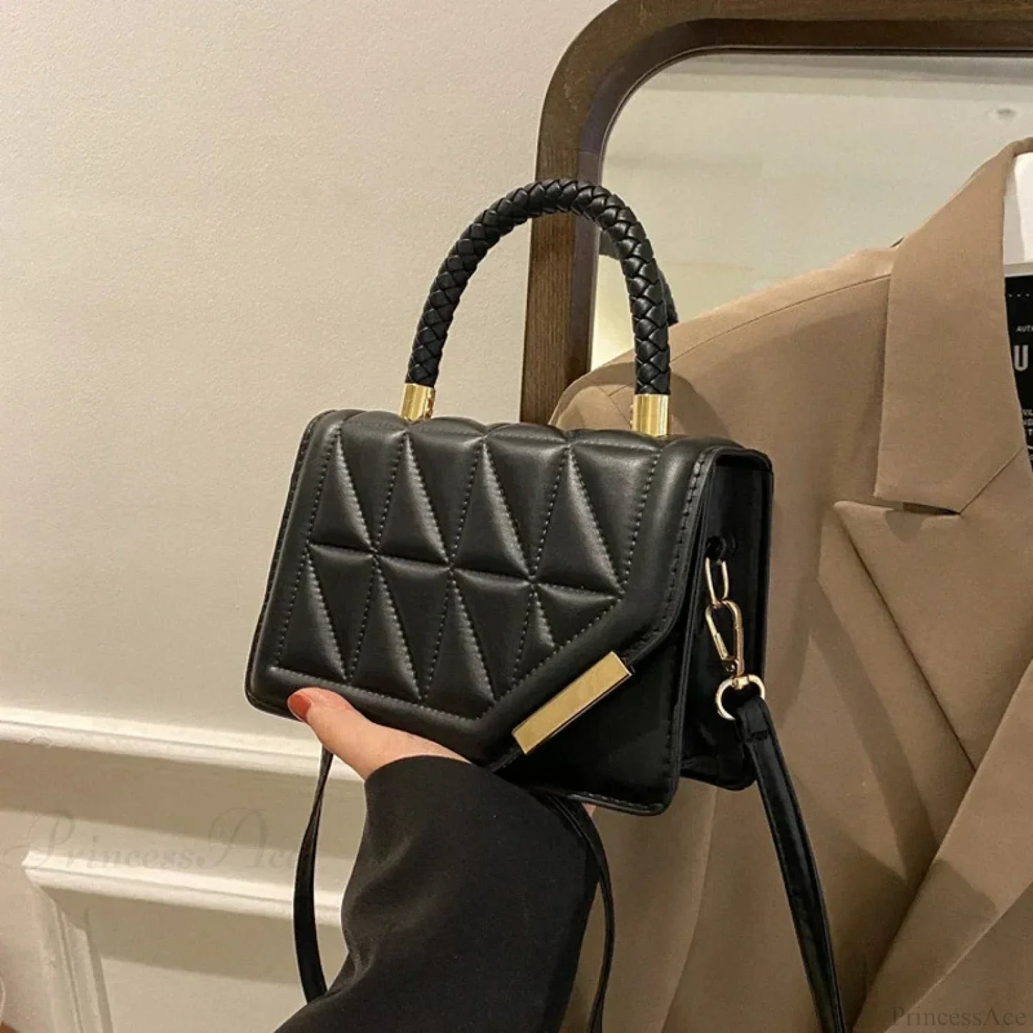 Plaid PU Leather Designer Crossbody Handbag