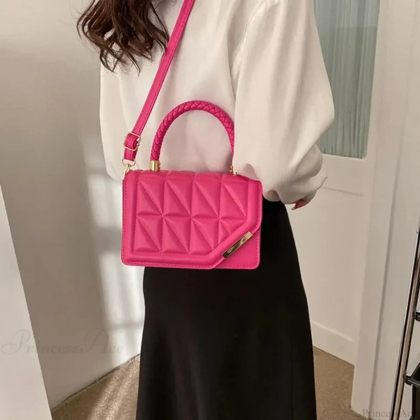 Plaid PU Leather Designer Crossbody Handbag