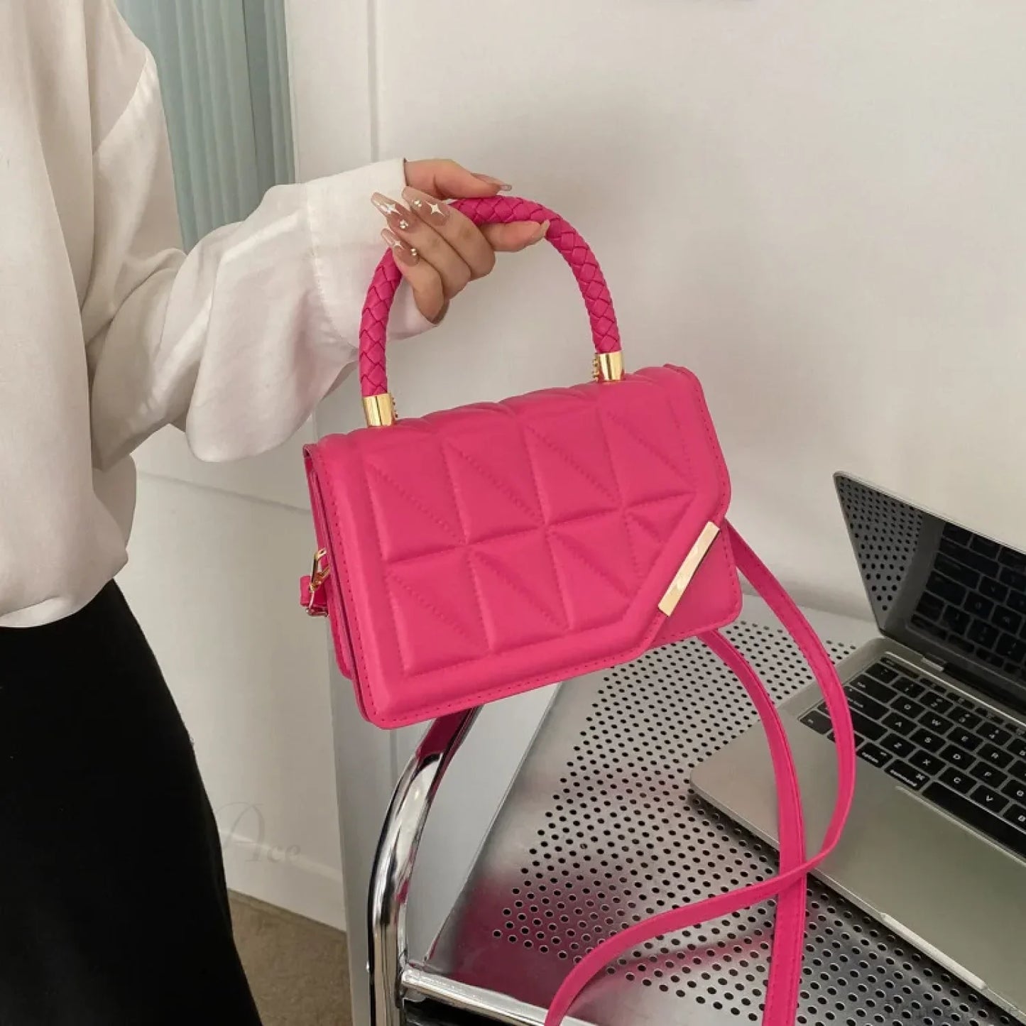 Plaid PU Leather Designer Crossbody Handbag