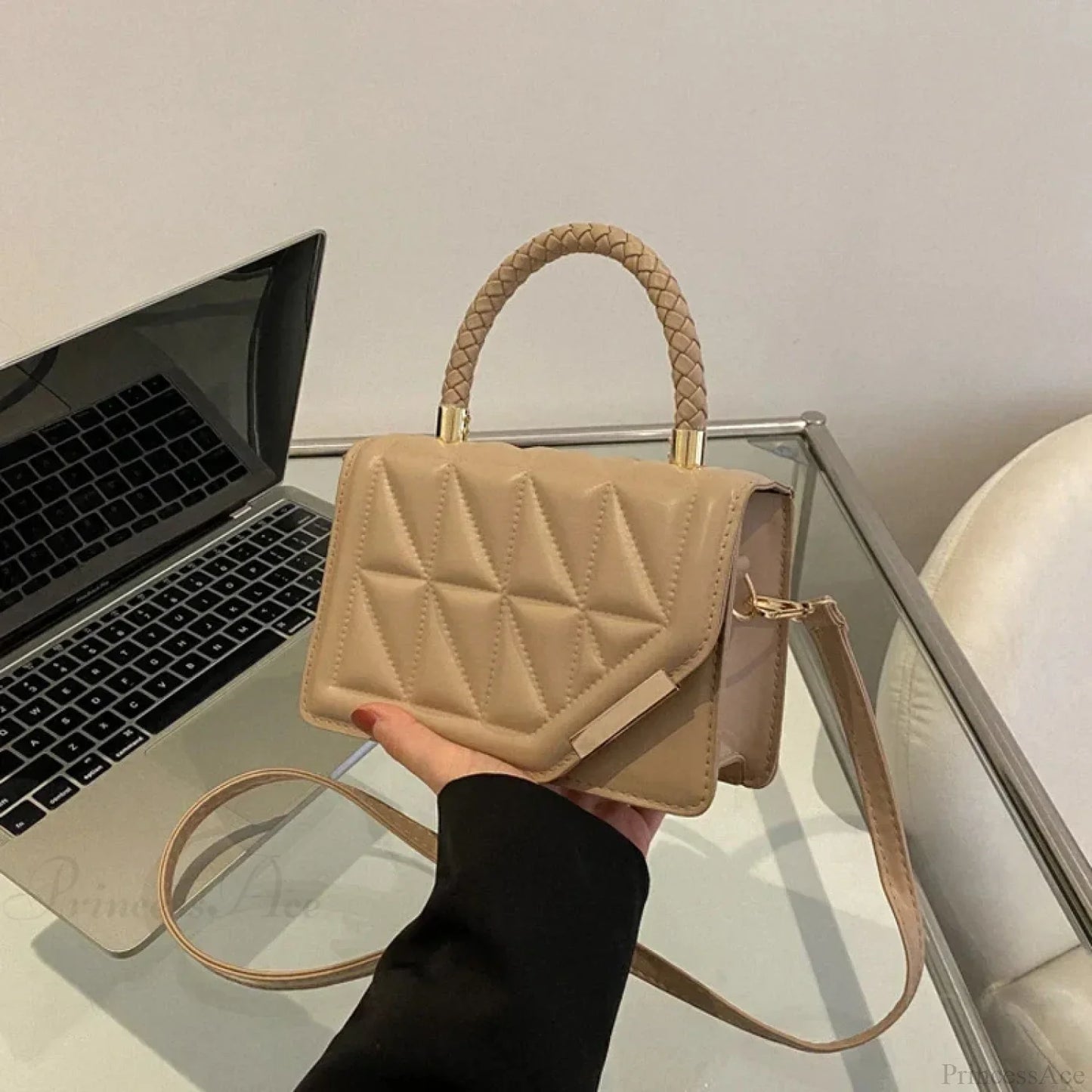 Plaid PU Leather Designer Crossbody Handbag